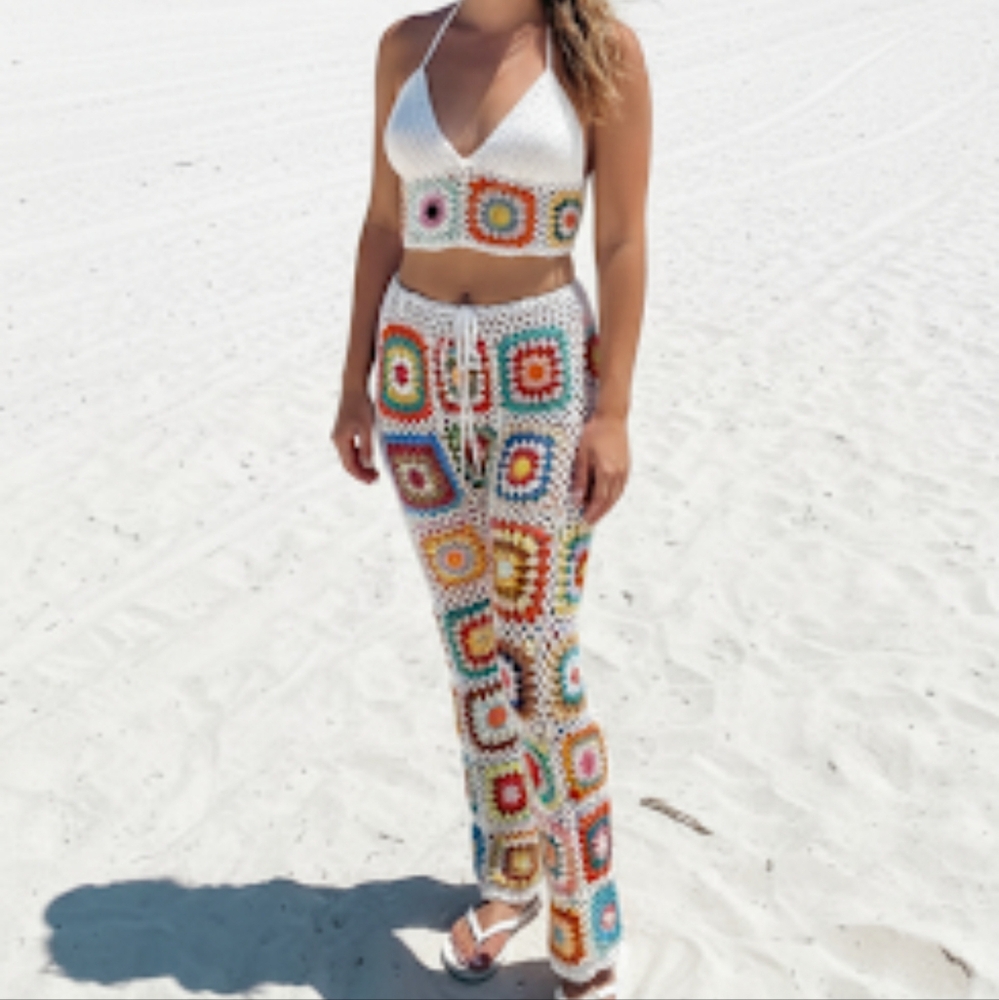 Boho Crochet 2-Piece Cover-Up Set NWT